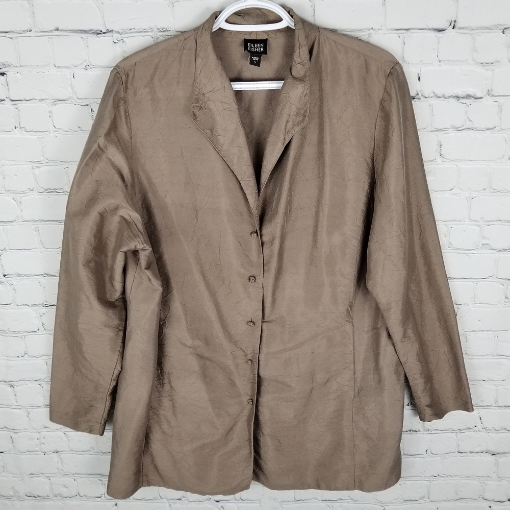 EILEEN FISHER | 100% silk blouse/ jacket